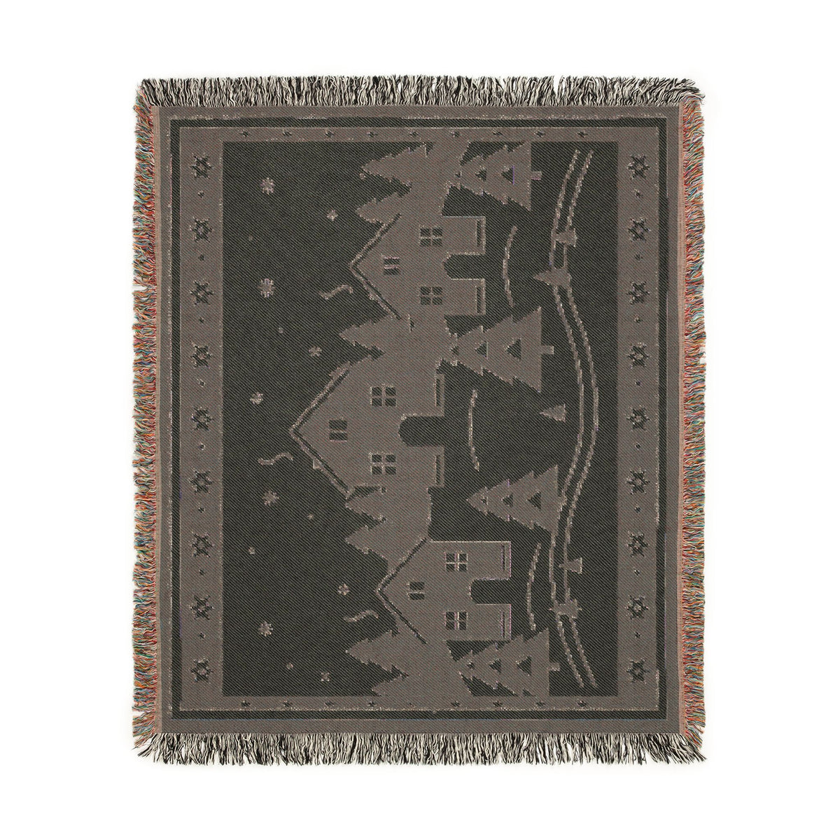 Family Winter Story Woven Cotton Blanket — 60 × 50 in
