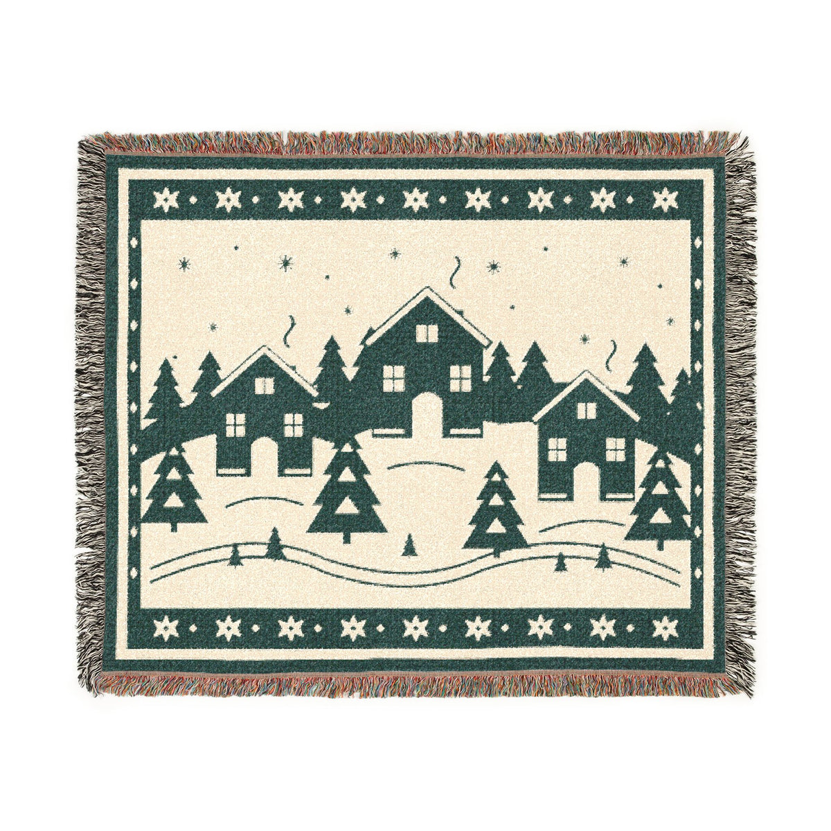 Family Winter Story Woven Cotton Blanket — 60 × 50 in
