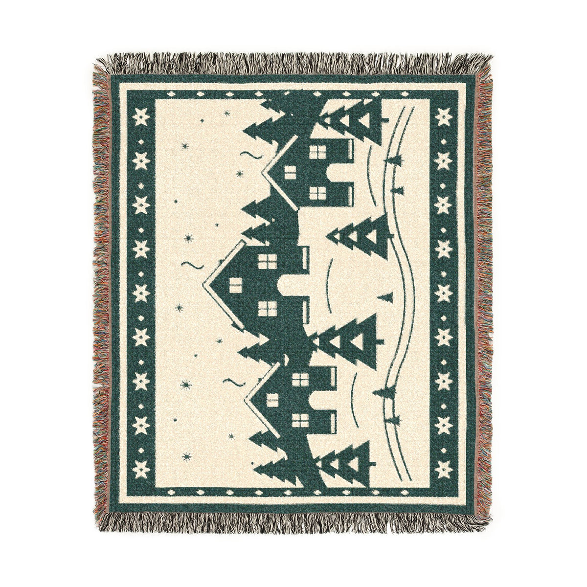 Family Winter Story Woven Cotton Blanket — 60 × 50 in